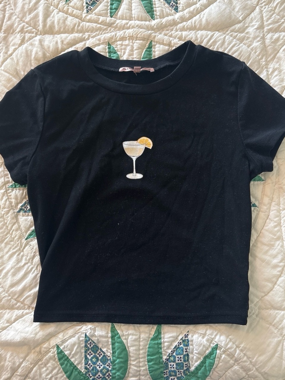 Black Cocktail Logo Crop Tee